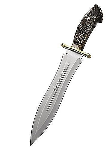 Muela Podenquero-GJ Genuine Red Stag Crown Antler Handle Hunting Knife Stainless Steel Red