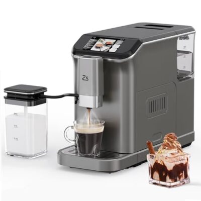 Zstar Fully Automatic Espresso Machine 20-Bar with Grinder & Milk Frother Silver