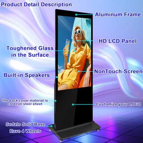 ZLPOWER 43" Digital Signage Kiosk Non-Touchscreen Full HD IPS LCD Commercial Display - Image 4